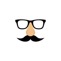 Mask with glasses fake nose and mustache. Vector illustration