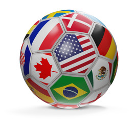 Obraz premium soccer ball with USA America Canada Mexico flags design 3d-illustration