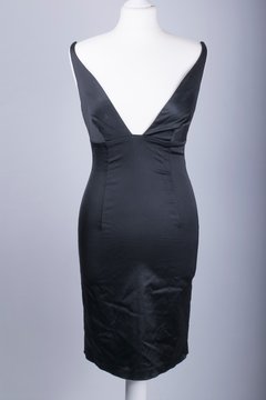 Tailors Mannequin dressed in a Black Satin Dress