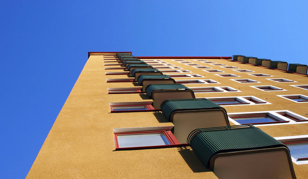 Part of Functional style building in Sweden. Architectural style (Brutalist architecture, funkis) from the 60&acute;s.