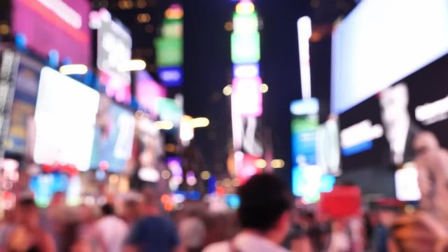 Blurr Time Lapse Of Times Square At Night Out Of Focus Manhattan, New York City