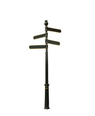 Isolated blank signpost on white background.