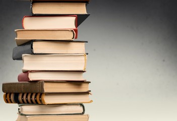 Collection of old books  on background
