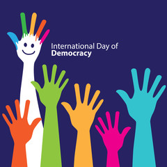 Fototapeta premium international day of democracy with colorful hands , creative and cute