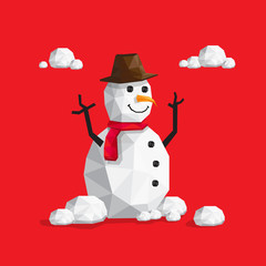 vector equipment snowman with low poly