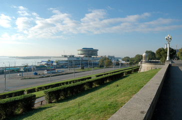Naklejka premium Volgograd. A building of river station on the central quay.