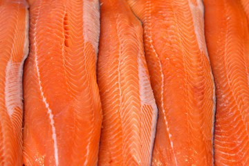 cut slices of red fish fillet