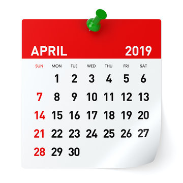 April 2019 - Calendar.