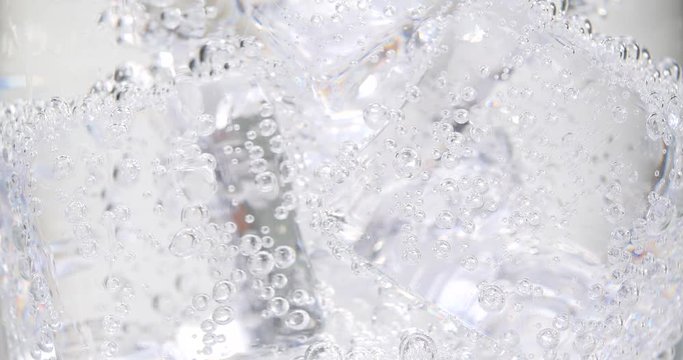 Close up soda water with ice