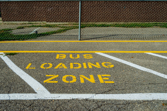 School Bus Loading Zone pavement markings