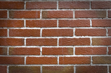 brick wall of red color, wide panorama of masonry