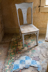 A Chair on Layers of Peeling Linoleum, Bodie Ghost Town