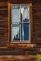 Obraz na płótnie Canvas Tattered Lace Curtain in a Window, Bodie Ghost Town