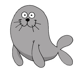 Funny illustration of a cute smiling seal
