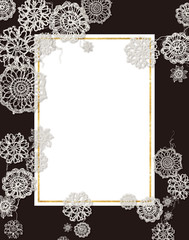 Crocheted lace design Gold Frame