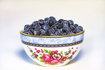 Blueberries in a Bone China Bowl