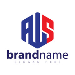 A W S Letter Hexagonal abstract logo stock template