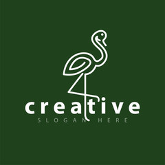 Flamingo Line Logo Icon Vector template