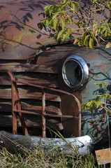 Fototapeta na wymiar Abandoned rustic trucks in rural Minnesota 