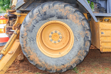 Industrial Front End Loader Tire:  Isolated industrial front end loader tire in its natural state as used.