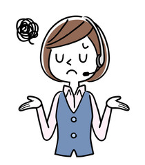 イラスト素材: コールセンター オペレーターの女性