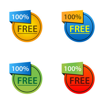 Colorful vector stickers 100 percent free, Colorful set icon 