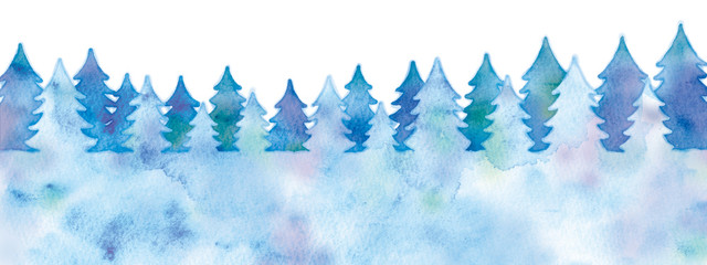 森のシルエットのイラスト