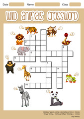 Wild animals crossword concept