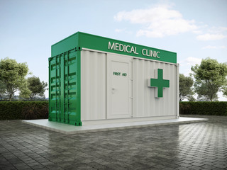 Naklejka premium Medical Clinic Container 3D render.
