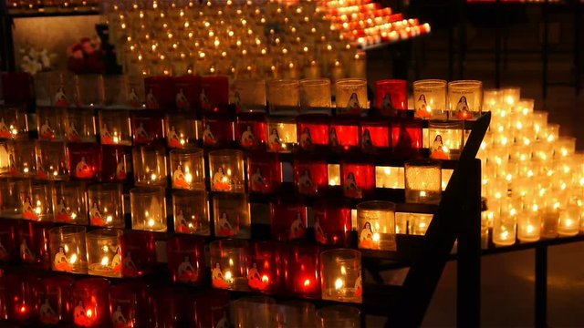 LISIEUX, FR - AUGUST 20. 2018: Candles Saint Therese, France