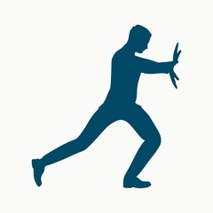 Man pushing invisible object. Abstract illustration. Simple silhouette