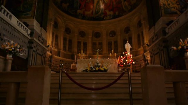 Interior and altar of the Basilica Saint Therese of Lisieux, Normandy France, TILT