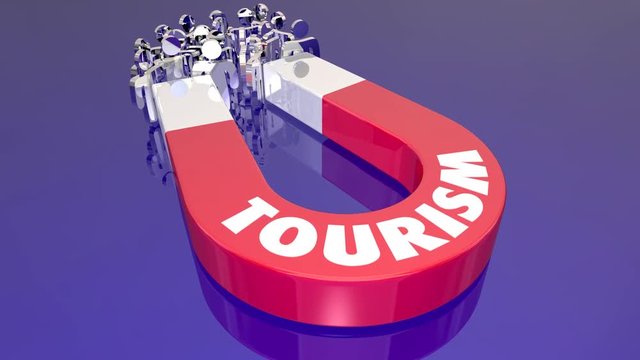 Tourism Travel Tourist Agency Magnet Pulling People 3d Animation
