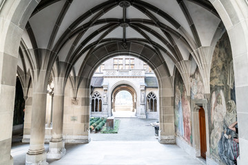 Fototapeta na wymiar Beautiful Architecture at Fraumunster Church in Zurich, Switzerland