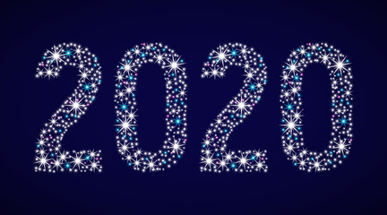 Brilliant numbers 2020. New year. Greeting card vector illustration
