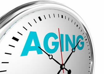 Obraz na płótnie Canvas Aging Time Passing Getting Older Age Clock Words 3d Illustration