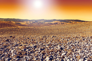 Mystic light above the fields