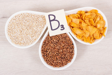 Healthy nutritious food as source minerals, vitamin B3 and dietary fiber