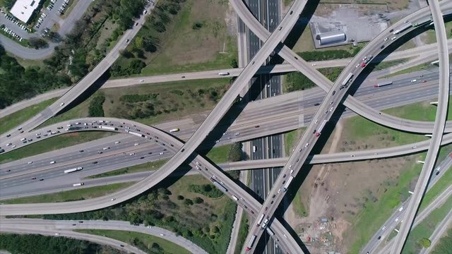 Top Down View Of Spaghetti Junction Freeways In Atlanta