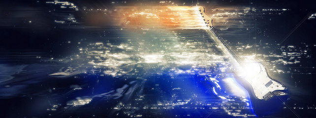 光を放つエレクトリックギター