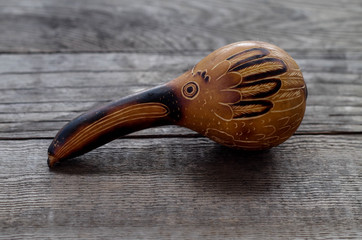 Carved gourd in the likeness of a long-beaked bird - Ecuador