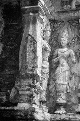 Black and white  Photography : Historical attractions and historic sites in Thailand / “Wat ched yod” Historic sites in Chiang Mai ,Thailand's major northern provinces