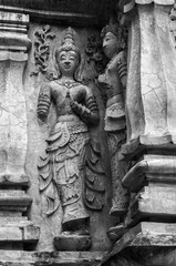 Black and white  Photography : Historical attractions and historic sites in Thailand / “Wat ched yod” Historic sites in Chiang Mai ,Thailand's major northern provinces