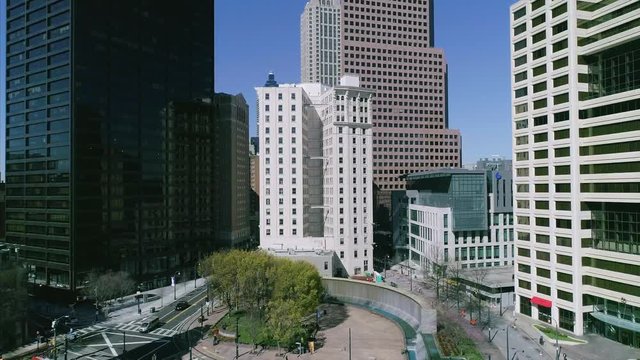 Flying Towards Skyscrapers in Downtown Atlanta