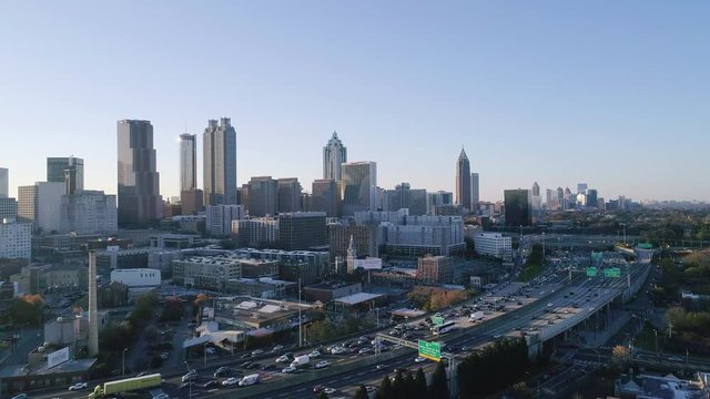 Flying Towards Downtown Atlanta Georgia