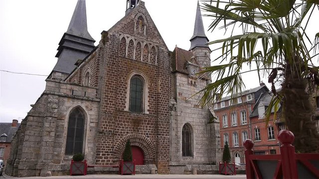 Front exterior of church in Lisieux, Normandy France