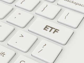 3d render of computer keyboard with ETF button