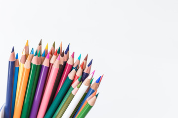Set of colorful pencils on white background. Back to school concept. Copy space for text