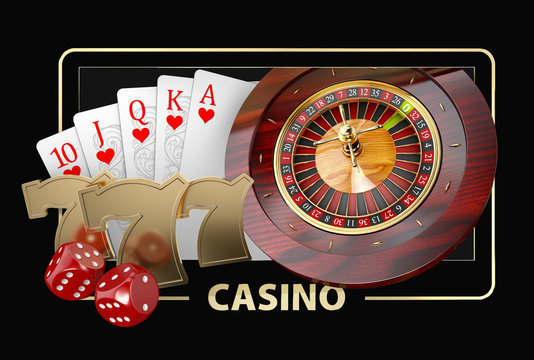 Casino Games of Fortune Conceptual Banner 3d Illustration of Casino Games Elements