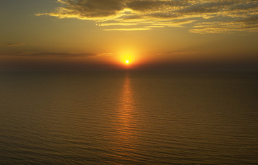 Sunset in Baltic sea at Latvia coast.